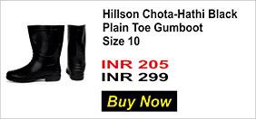 Hillson Chota-Hathi Black Plain Toe Gumboot Size 10