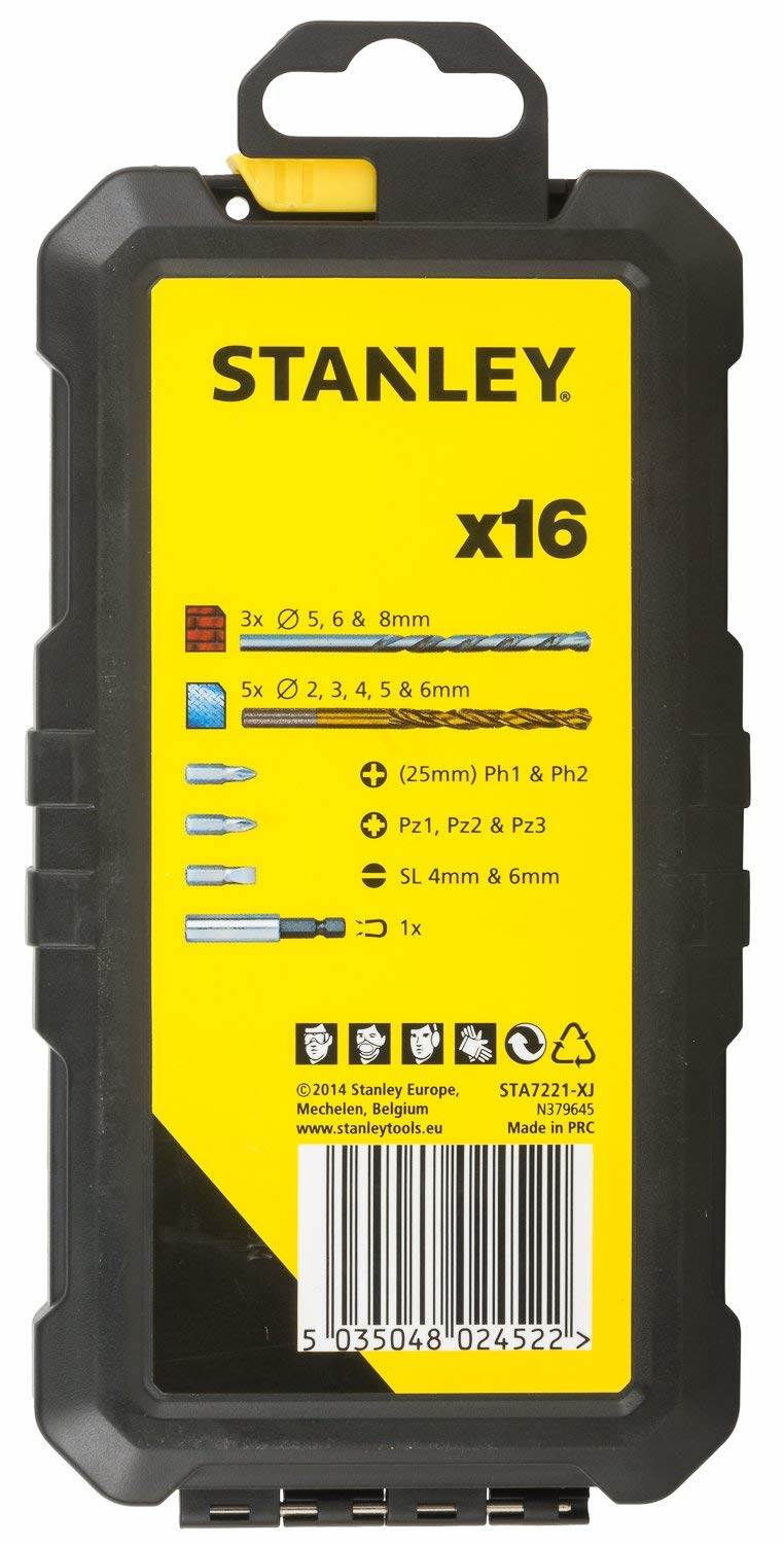 Stanley STA7221-XJ Drilling and Screw Driving Set, 16 Pieces