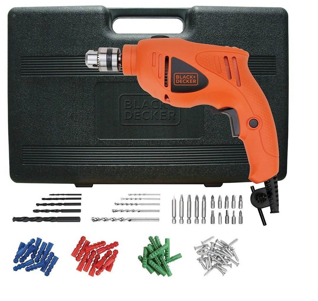 Black m10g Decker HD555K50-IN 13mm 550 Watt Impact Drill Kit m4g50 Accessoriesm5g, Orange