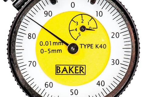 BAKER 5 MM Type K39 Plunger Type Dial Gauge Model 40